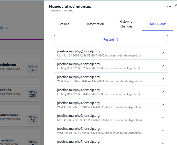 Eventos de email y notificaciones automáticas